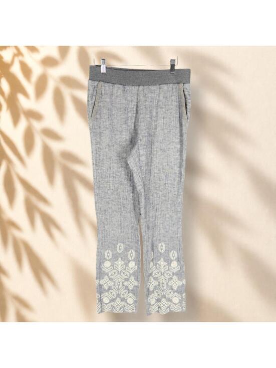Pants - Unbranded Pants Women S Small Gray Geometric Embroidered Mid Rise Straight